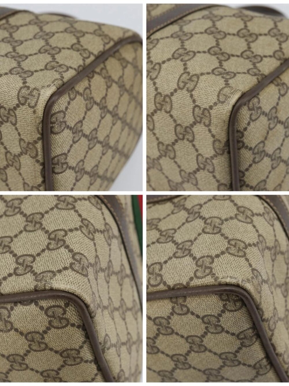 GUCCI GG Supreme Web Sherry Line Hand Bag PVC Beige Gold 24 012 3842 Auth ka2171 - Picture 14 of 16